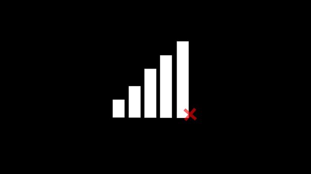 No wi-fi signal no connection bar with red cross icon logo sign information, internet data connection, alpha channel, transparent background