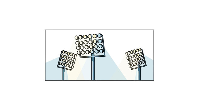 Stadium Floodlights illuminating a dark field, outdoor lighting, sports arena, night game