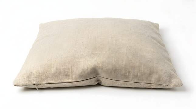 Comfortable linen throw pillow mockup isolated on white