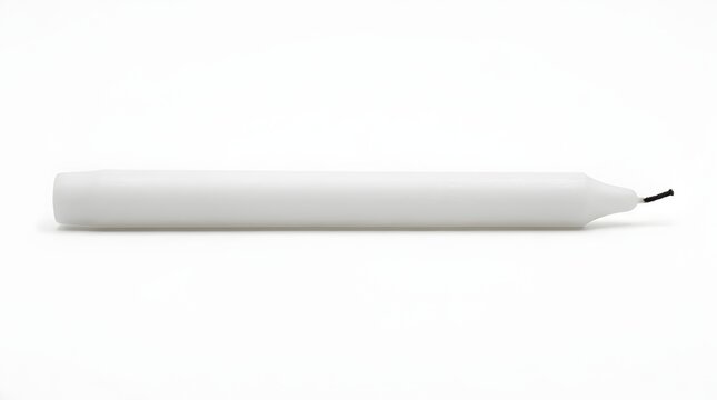 Minimalist unlit white taper candle with black wick
