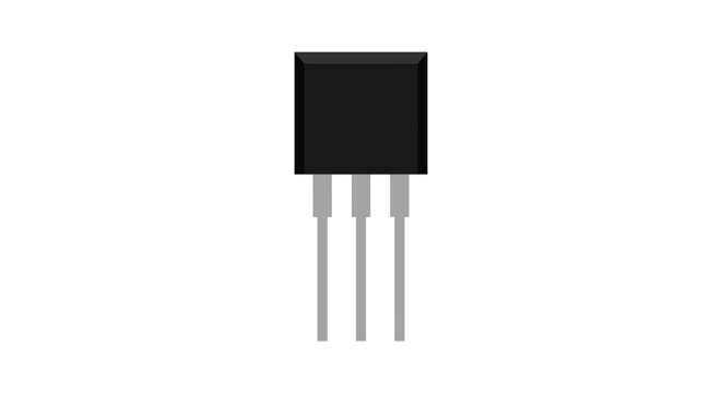 Electronic Transistor Semiconductor Component Vector Illustration with Three Pins for Hardware Engineering