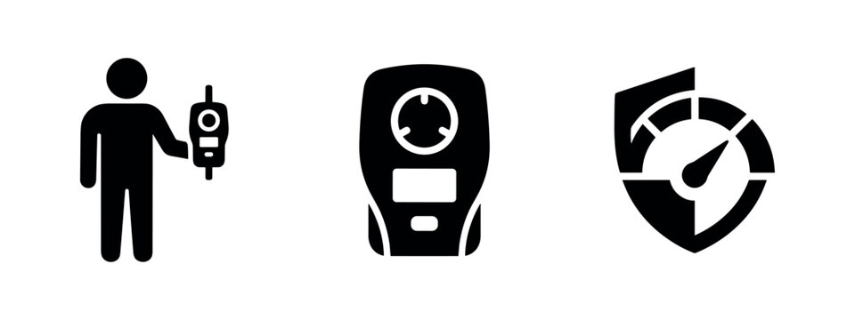Stud Finder and Gauge Meter Icons Set - Measurement and Detection Tools