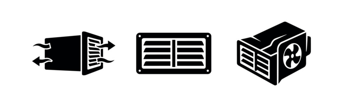 HVAC Vent and Exhaust Fan Icons Set - Air Flow Systems