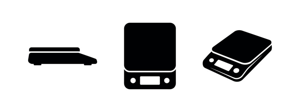 Digital kitchen scale icons for precise food weighing and measurement