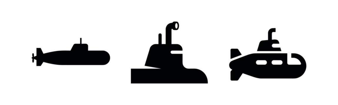 Submarine vehicle icons representing underwater exploration and naval vessels.