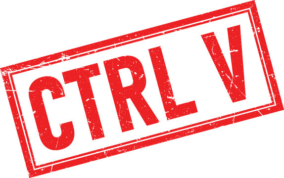 Distressed red rubber stamp impression reads CTRL V in bold uppercase letters on a white background