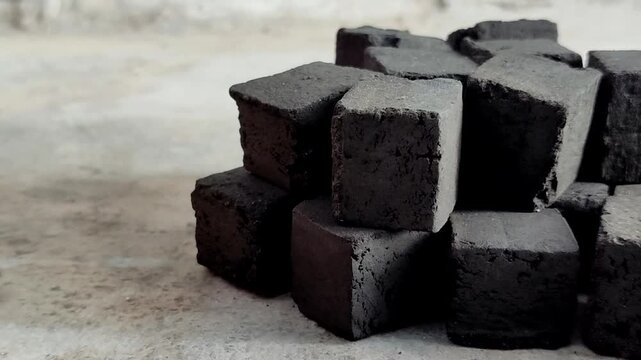 High quality coconut shell charcoal briquettes in cube shapes for hookah, shisha, and BBQ grilling