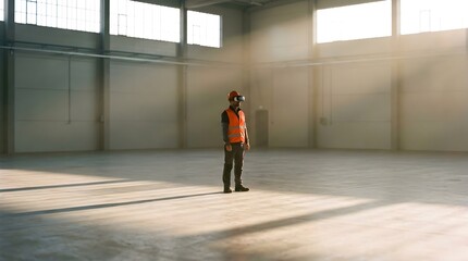 Obraz premium Immersive virtual reality VR safety simulation being performed by a professional for technical