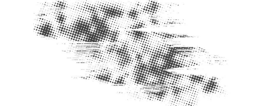 Halftone noise texture. Grunge dirty speckles, spots, dots background. Black white grit sand grain wallpaper. Retro pixel comic textured backdrop. Vector gritty cartoon pop art halftone overlay