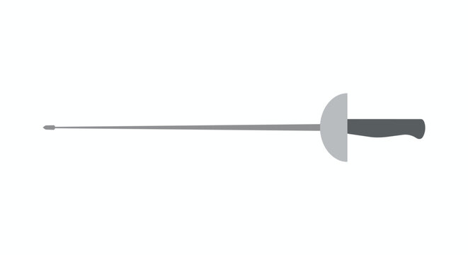 Silver Fencing Sword Foil Vector Art Icon Isolated on White Background for Professional Sports Competition