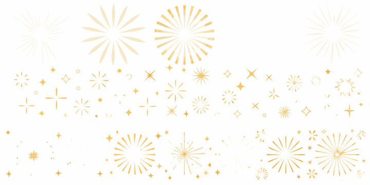 Golden firework burst collection a vector illustration with radiating lines on a white background