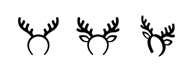 Fototapeta premium Reindeer Antler Headband Icons