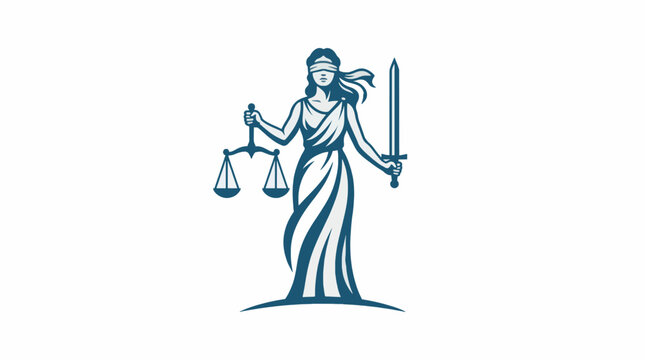 Professional Lady Justice Vector Logo Scales Sword Blindfolded Legal Symbol For Commercial Use