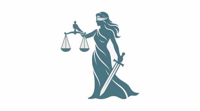 Professional Lady Justice Vector Logo Blindfolded Scales Sword Symbol For Commercial Use