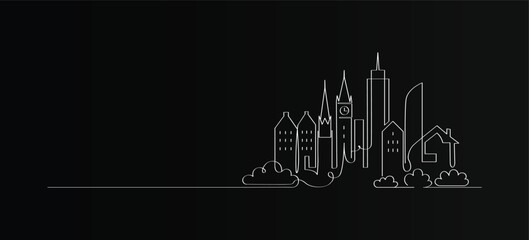 Naklejka premium Single line drawing of a minimalist skyscraper architectural element