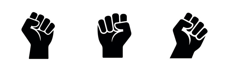 Obraz premium Fist icons: various orientations of a raised clenched fist.