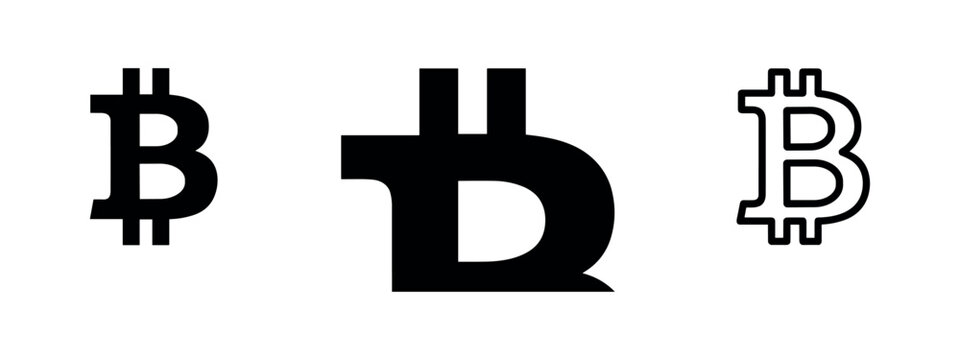 Bitcoin Cryptocurrency Symbol Icons in Different Designs