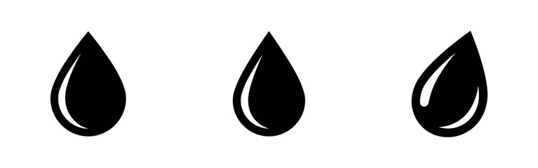 Fototapeta premium Water drop or teardrop icons set with different styles.