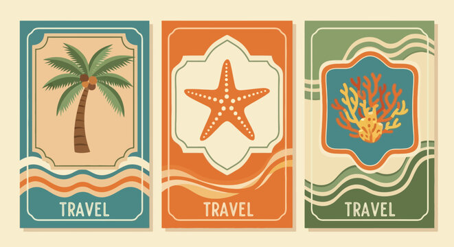 set of summer beach items