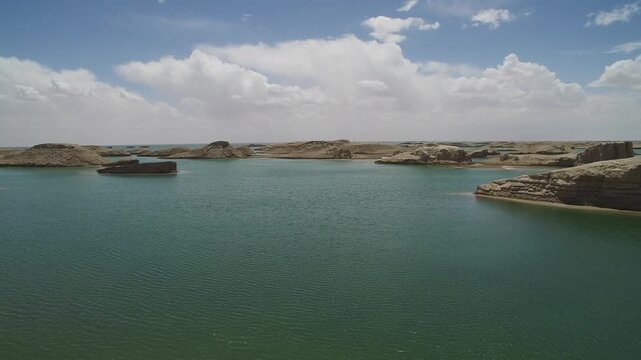 Overlook Water Yardang Landform Scenery Qinghai China