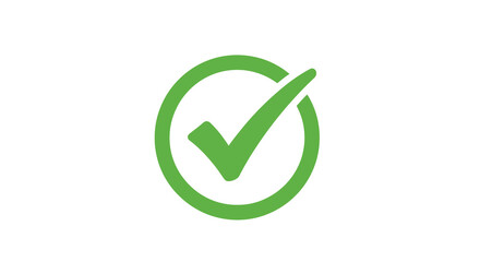 Green check mark icon with circular outline transparent background © DELRUBA
