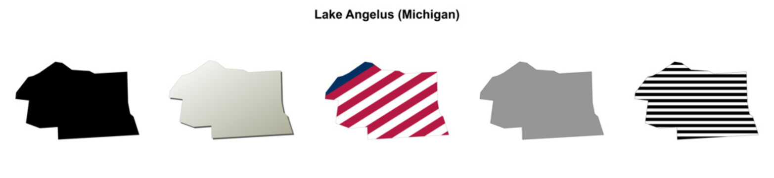 Lake Angelus (Michigan) blank outline map set