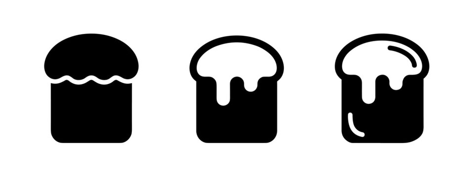 Traditional Easter Cake (Kulich) Icons - Holiday Baking Vector Set