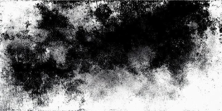 Black ink cloud explosion on white background with abstract texture and grunge effect.
