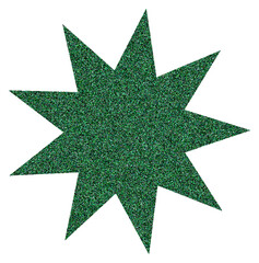 Obraz premium Green glitter starburst shape isolated on white background