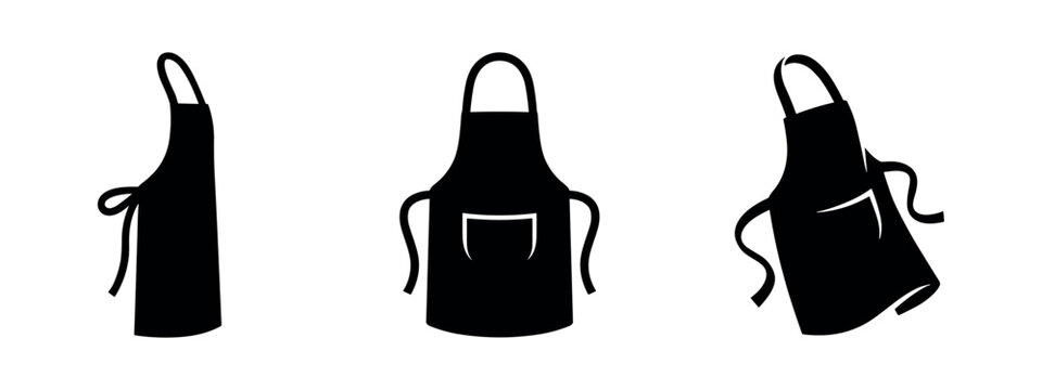 Kitchen apron icons set, cooking, baking, and chef uniform vector illustration.