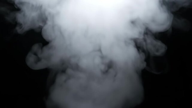 White smoke material with black background, white smoke rising special effect