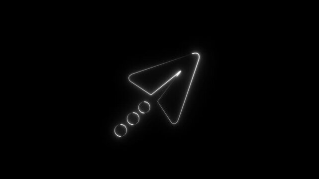 High impact red and cyan neon paper rocket icon with dark background. Stunning glowing neon line animation 