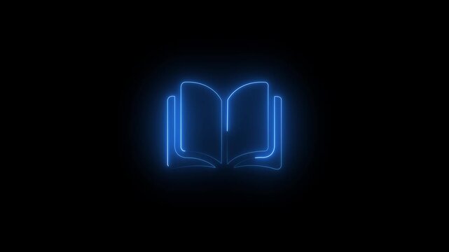 Abstract glowing neon notes icon animation with dark background. Futuristic glowing neon notes icon with smooth animation