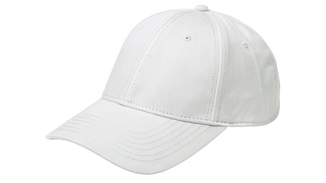 Classic white baseball cap mockup isolated on a transparent background for clothing branding design