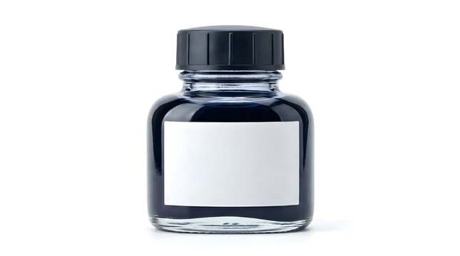 Urban Ink Bottle On White Solid Background, Artistic Writing Tool Offering Creativity, Precision, And Elegant Everyday Expression