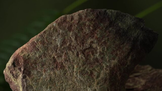 Slow camera glide across stone with natural background
