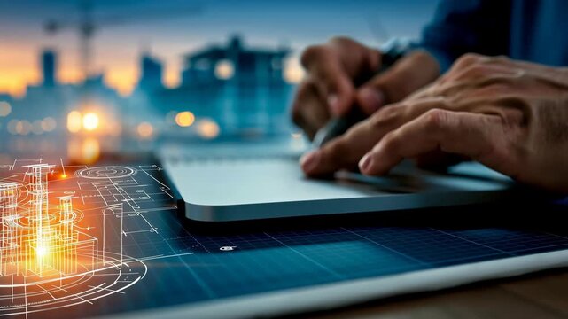engineering blueprint with detailed mechanical drawings, architectural and industrial design plans, technical measurements, construction concept