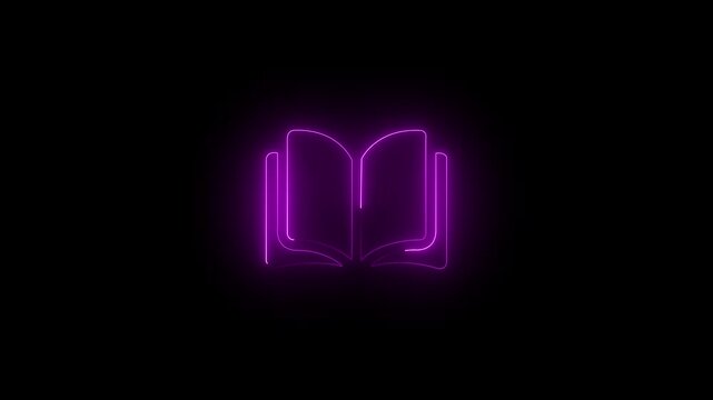 Abstract glowing neon notes icon animation with dark background. Futuristic glowing neon notes icon with smooth animation