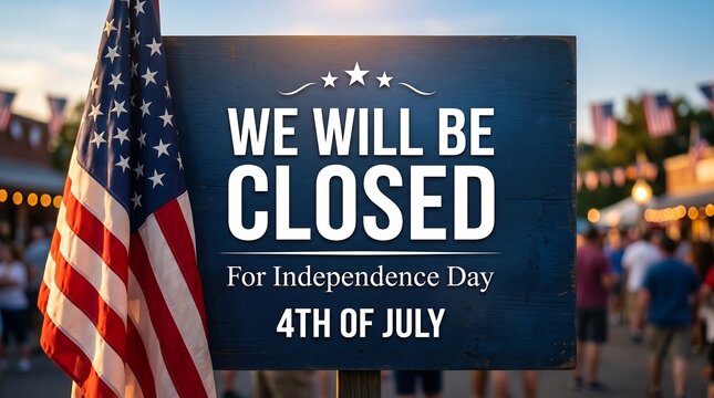 Closed 4th of july independence day usa holiday sign