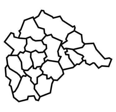Belgorod Oblast: Professional Monochrome Black Outline Vector Map with All Administrative Boundaries