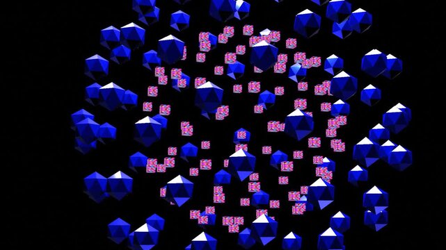 10 seconds globe sphere ball surface double layer with icosphere and cube shapes rotating turning vertical  animation screensaver visualizer motion graphics HD video black background seamless
