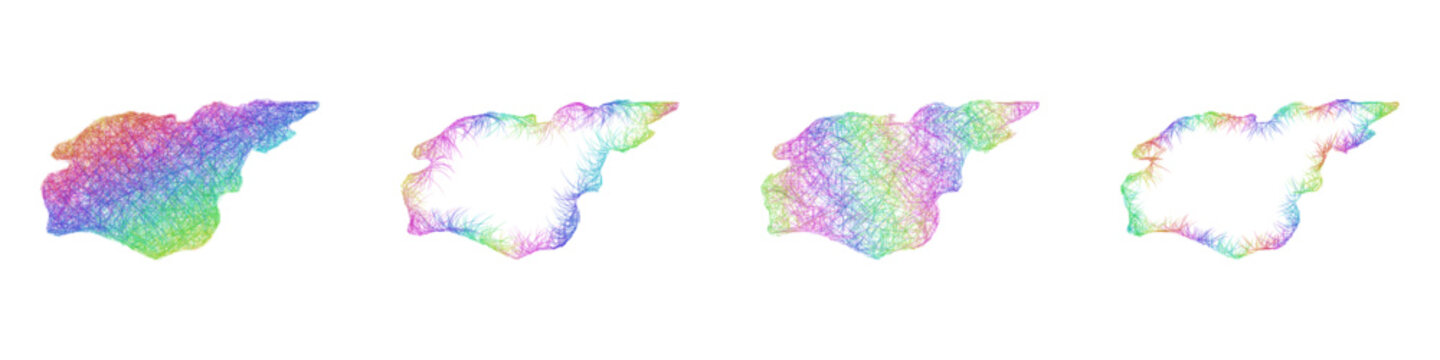 Colorful sketch Tunceli map design set