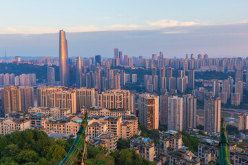 Naklejka premium Chongqing city at sunset