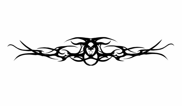 Neo tribal cyber sigilism abstract gothic ornamental, cyber tattoo design, blackwork graphic prints streetwear elements