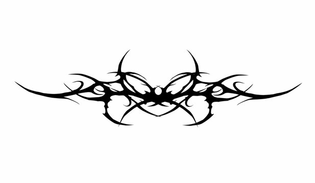 Neo tribal cyber sigilism abstract gothic ornamental, cyber tattoo design, blackwork graphic prints streetwear elements