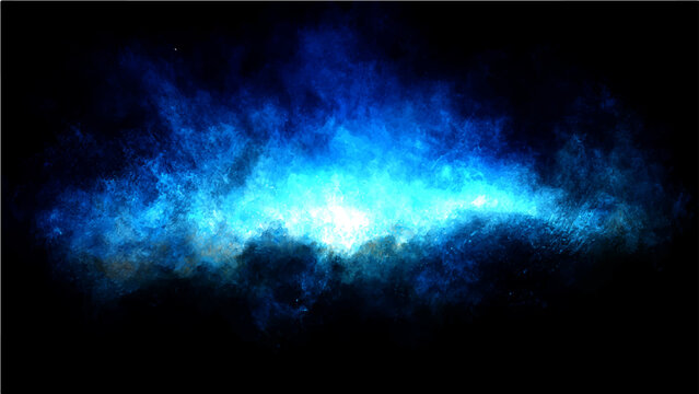 Cosmic nebula bright azure luminescence incandescent center, wisps ethereal gas swirling interstellar medium.