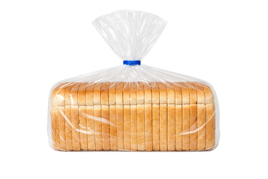 Packaged sliced sandwich bread loaf in clear plastic bag, bakery product photo, everyday food staple for grocery ads isolated PNG with Transparent Background