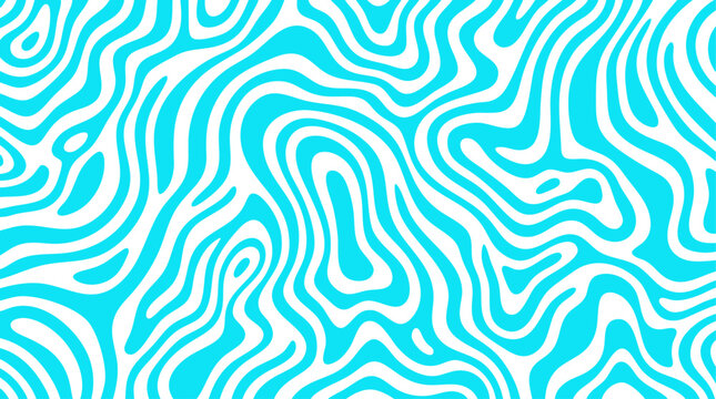 Abstract wavy pattern in turquoise and white, seamless vector illustration.