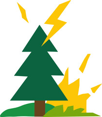 Fototapeta premium Lightning Struck Tree Vector Illustration