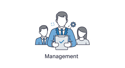 Management team illustration with checklist and gear icons flat vector style © RABEYA